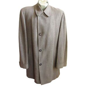 Small Vintage Men's Trench Overcoat 38 Long 1950's Atomic Wool Fleck MCM  Gray